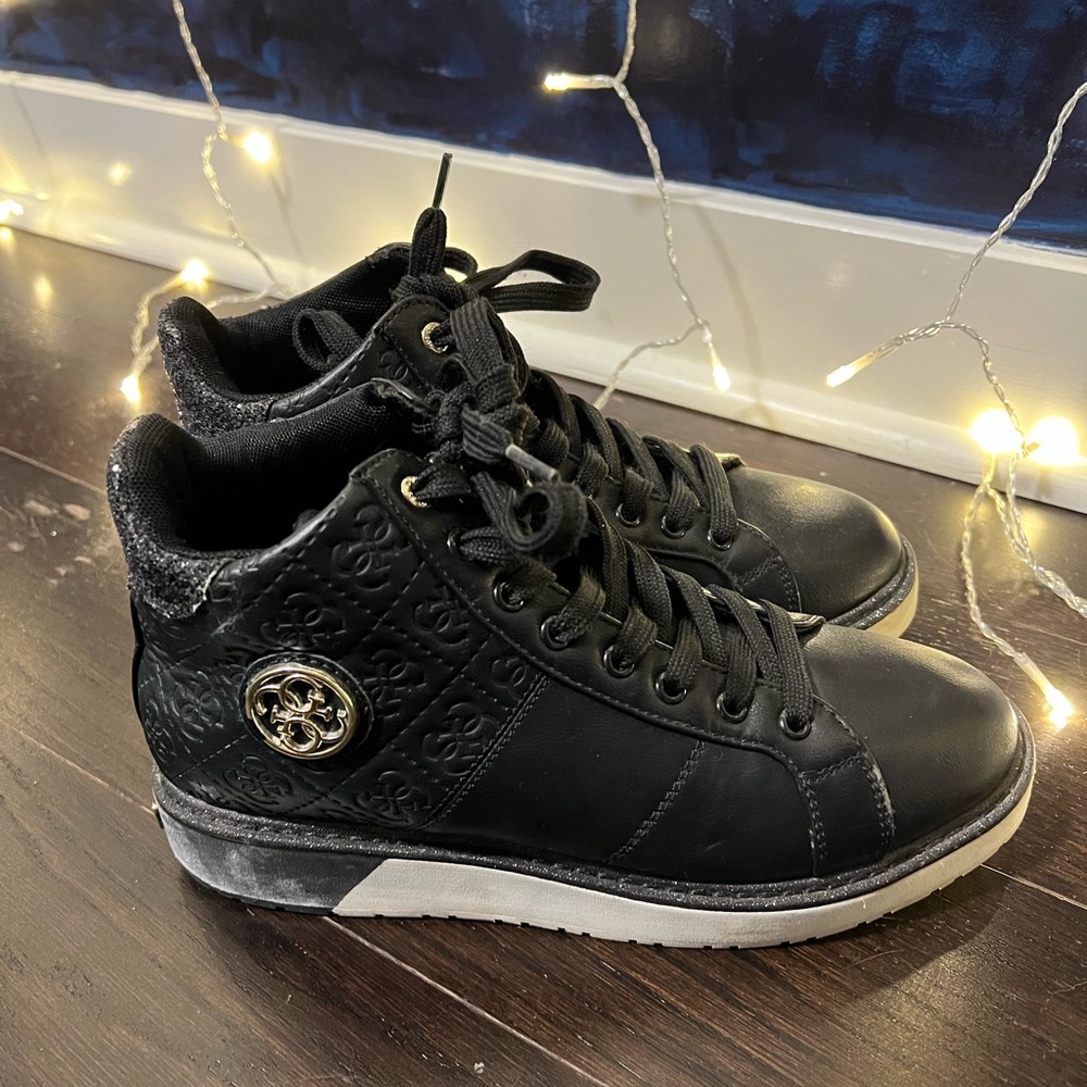 Size 7.5 Guess Black & Golden Boots